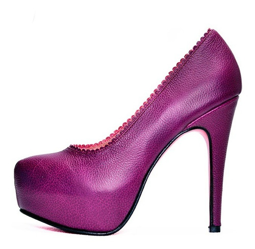 Stiletto Morado Zapato De Mujer Cuero Taco Fino | Drid Elois