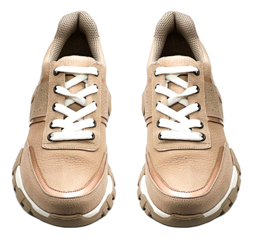 Zapatilla Cuero Casual Urbana Vestir Mujer