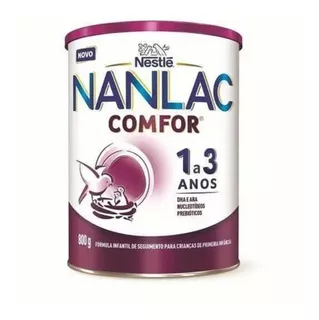 Fórmula infantil em pó sem glúten Nestlé Nanlac Comfor en lata de 800g - 12 meses a 3 anos