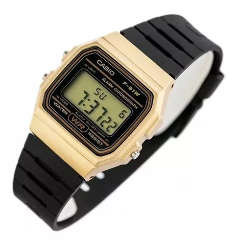 Reloj Digital Vintage Dorado Casio Unisex A-159wgea-1 Color de la correa  Negro Color del bisel Negro Color del fondo Negro