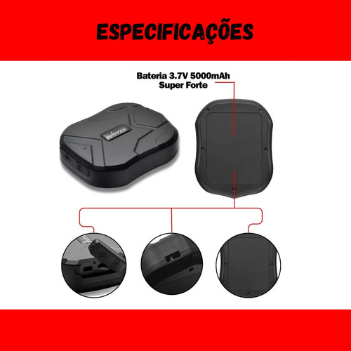 Rastreador Gps Imã Veicular Moto Pessoal Tk905 Menor Tk915 Cor Preto