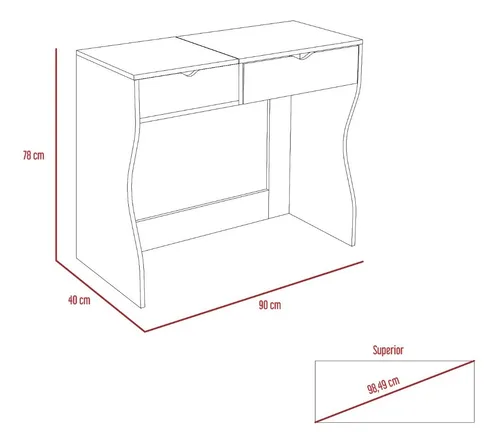 Mueble De Tocador + Velador Espejo - Rovere / Blanco