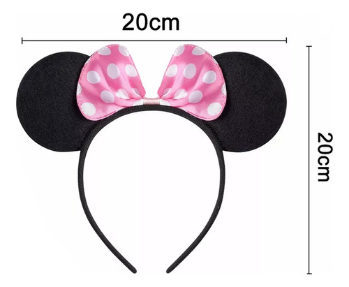 10 Diademas Orejas Minnie Mouse Moño Rosa Pastel