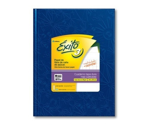 Cuaderno Tapa Dura N3 48h Exito Cuadro Grande Azul