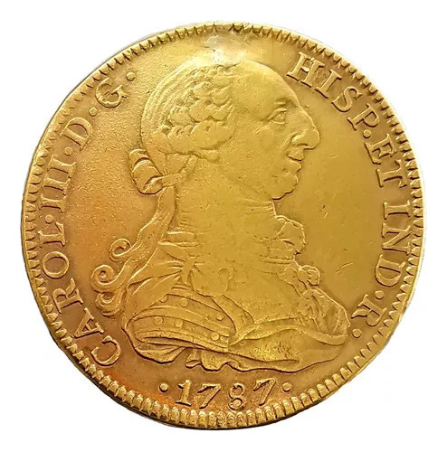 Moneda De Oro Original 8 Escudos Colonial 1787 Carlos Iii