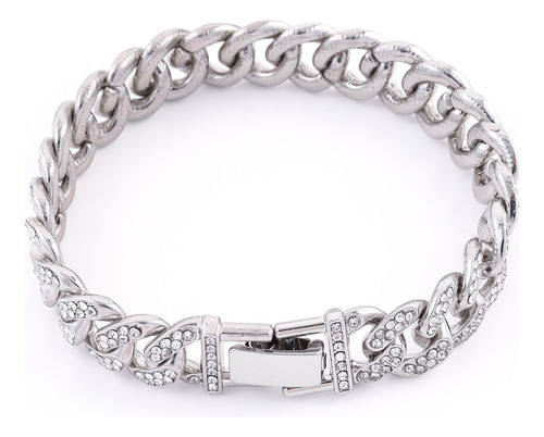 Brazalete Cubano Lleno De Diamantes Brazalete De Acero De