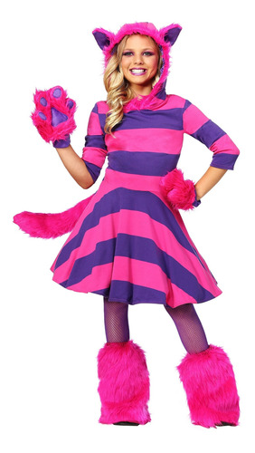 Disfraz Talla Large Para Niña El Gato De Cheshire Halloween