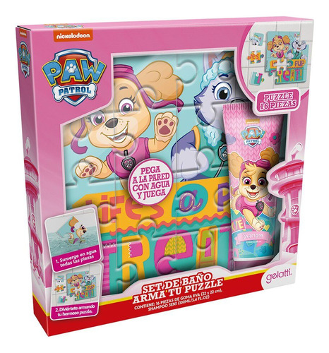  Set De Baño Skye Paw Patrol Shampoo 3 En 1 Con Puzzle