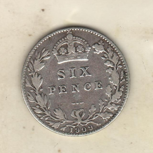 Gran Bretaña 6 Pence De Plata 925 Año 1909 Km 799 - Vf+