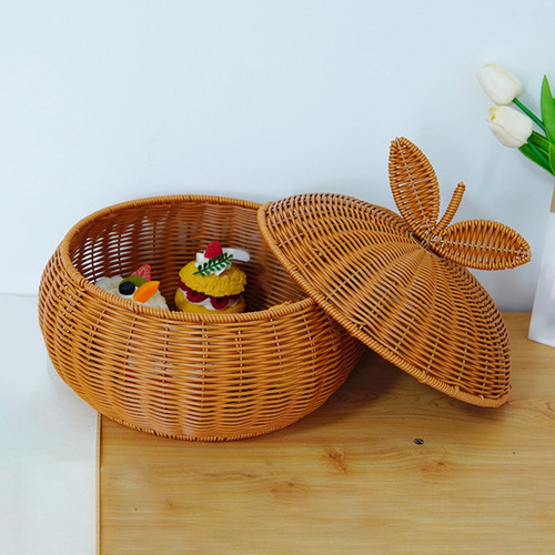 Cesta De Ratán Con Tapa Cesta De Pan Tejida Con Tapa Cesta