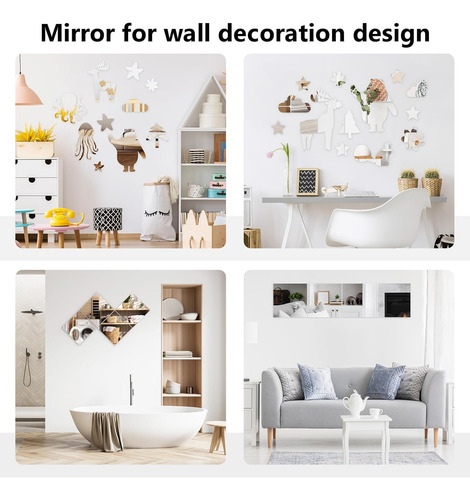 8 Azulejos De Espejo De Pared, Hoja De Espejo Flexible De 12
