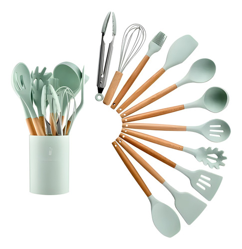 Set Utensilios De Cocina En Silicona X12 Resistente Al Calor