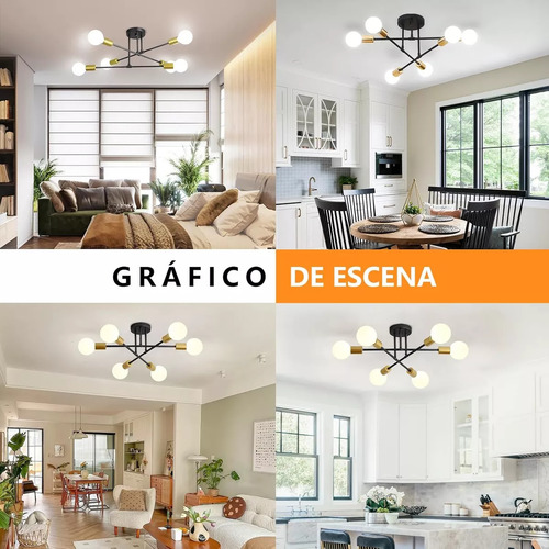 Lámpara De Techo Colgante Iluminación Moderna Con 6 Foco E27