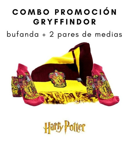 Combo Gryffindor Harry Potter Bufanda + 2 Pares De Medias