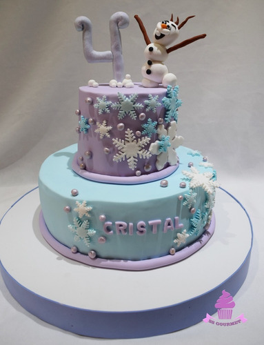 Torta Frozen 2 Pisos Comestible Olaf Elsa Anna Copo Nieve