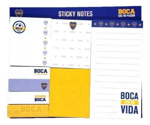 Notas Autoadhesivas Big Pocket Boca Jr. Set Blocks Surtidos