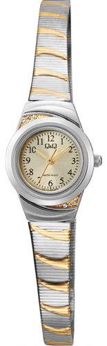 Reloj Q&q Dama C67a 003py Plateado Con Dorado Elegancia