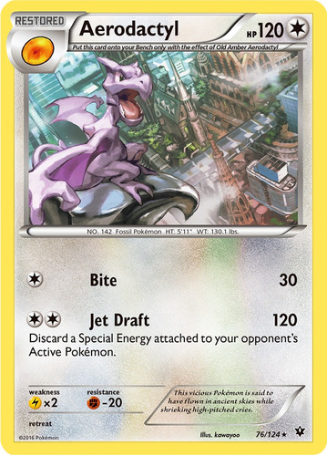 Cartas Pokemon Xy Fates Collide Aerodactyl 76/124 Reverse