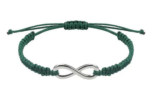 Pulsera Hilo Verde Oscuro Dije Amistad Amor Infinito 