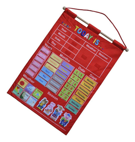 Calendario Muro Para Niños Fecha Aprendizaje - Ayudas Rojo