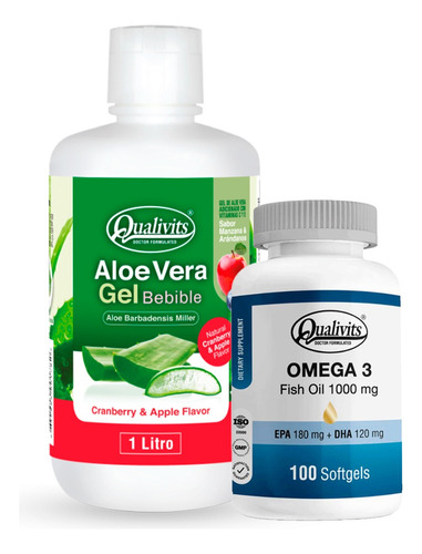 Omega 3 Fish Oil X100 + Aloe Vera Bebible Sabores Qualivits 