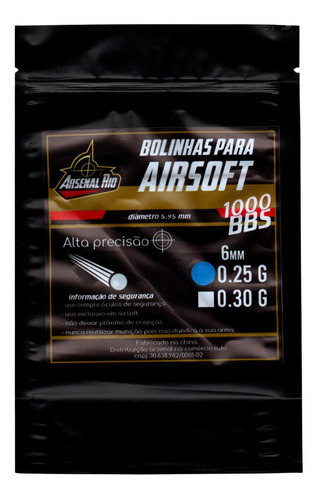 Bbs Munição Airsoft 1000un 0.25g Esfera 6mm