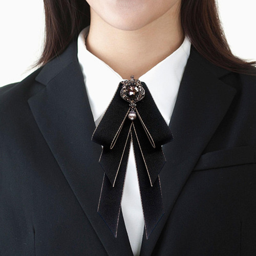 3 Pajarita Preatada Para Mujer, Broche De Estilo Retro Negro