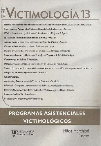 Libro Programas Asistenciales Victimológicos De Hilda Marchi