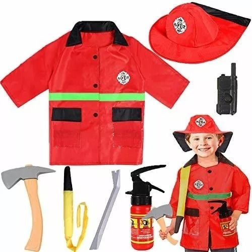 Disfraz Infantil Bombero Con Herramientas Cotillón Halloween
