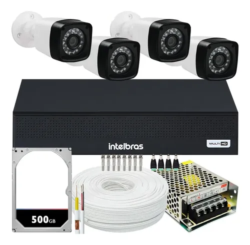 Kit Cftv 4 Cameras Segurança 1080p Full Hd Dvr Intelbras 4ch MHDX