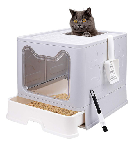 Caja De Arena Para Gatos Plegable Con Tapa, Orinal Cerrado P