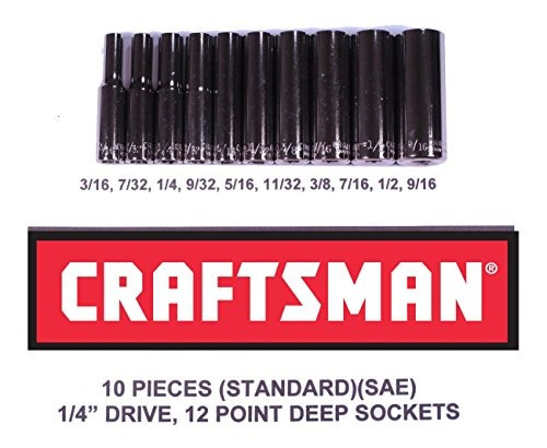 Craftsman 10 Piezas Estándar 1/4 Drive 12 Puntos Set De