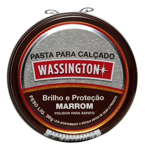 Kit 6un Polidor Sapato Pasta Marrom Wassington Brilho 36g