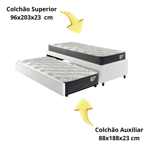 Bicama Box Solteirão 96x203 Com Dois Colchões Adapto Ecoflex