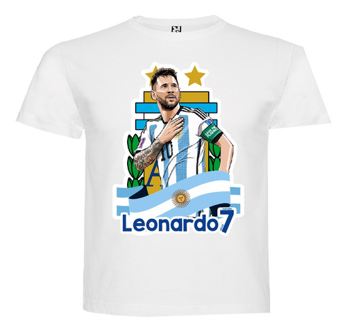 Polera Messi Futbol Personalizada Niños Cumpleaños Algodón 