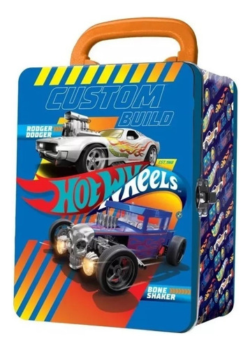 Porta Autos Hot Wheels Metal Con Relieve Y Agarradera 18uds