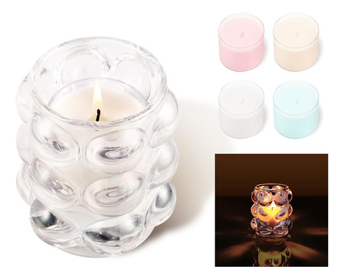 Iziddo 4 Velas Perfumadas Con Portavelas Votivas, 4 Aromas,