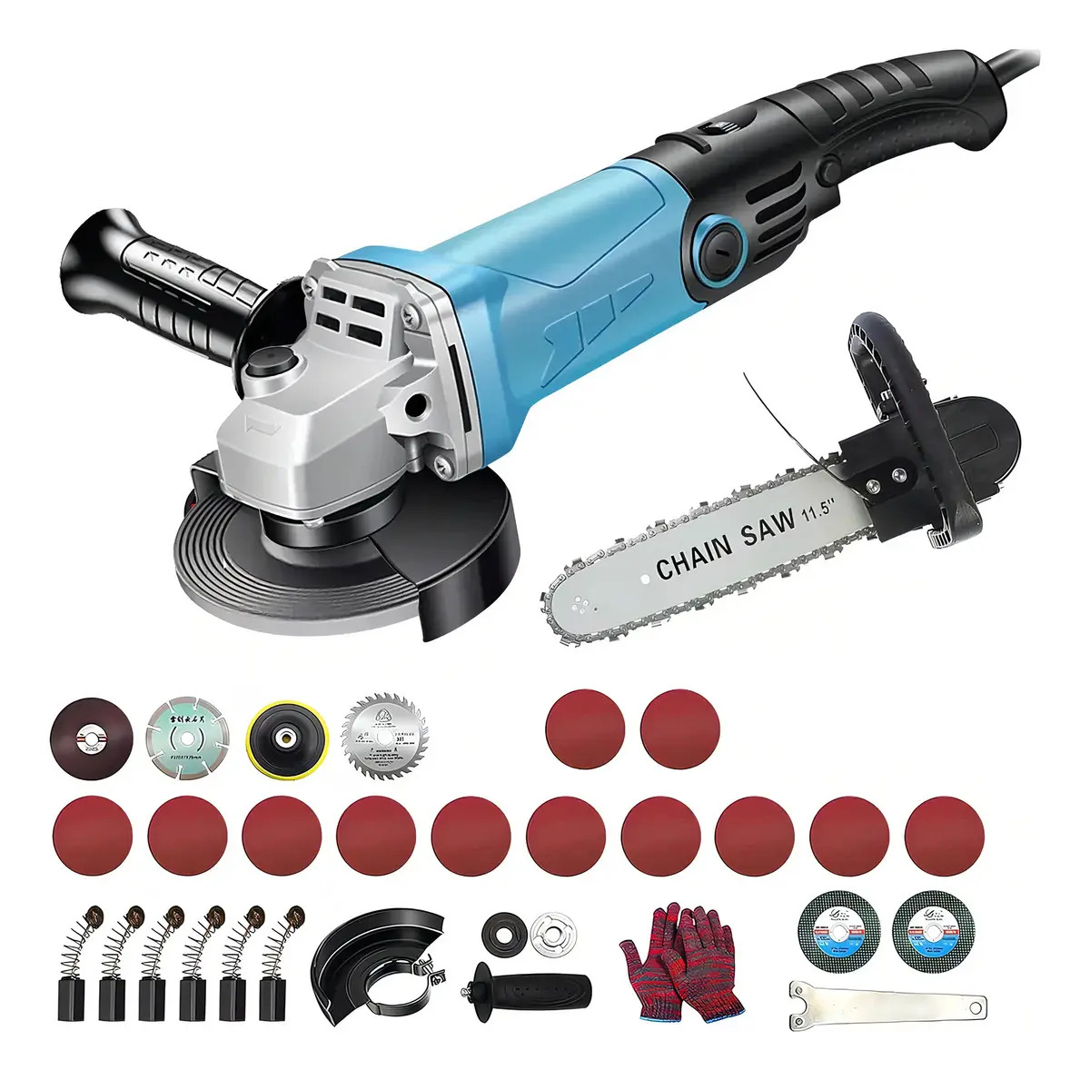 Amoladora Angular BWEEN 2100W 3 en 1 Cortadora Pulidora Motosierra