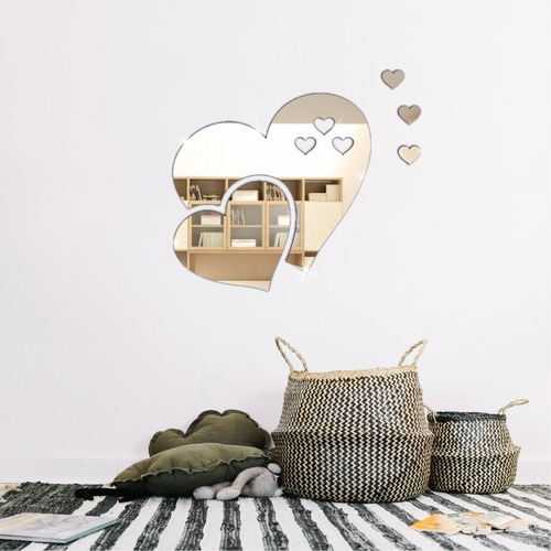 Kit 5 Corações Coração Espelho Decorar Decoração Sala Quarto
