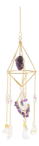 Carillón De Viento Colgante De Cristal Violeta, Con Forma De