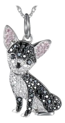 Dije De Metal Z-high Monaco Dogneck03 Dogneck03 Con Zirconia Y Diseño De Perro Negro Texturizado