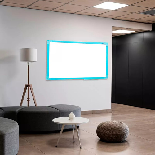 Quadro Branco Lousa Branco 40x60 Cm Moldura Soft Azul Com 2 Canetas Marcadores