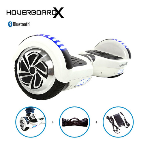 Skate Elétrico 6,5 Branco Hoverboardx Com Bluetooth E Bolsa