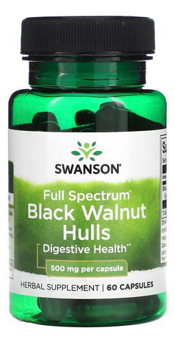 Suplemento Cáscaras De Nogal Negro Black Walnut Hulls - 500 Mg - 60 Cápsulas Swanson