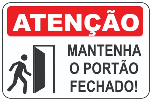 comprar Kit 5 Placa Sinalização Atenção Mantenha Portão Fechado