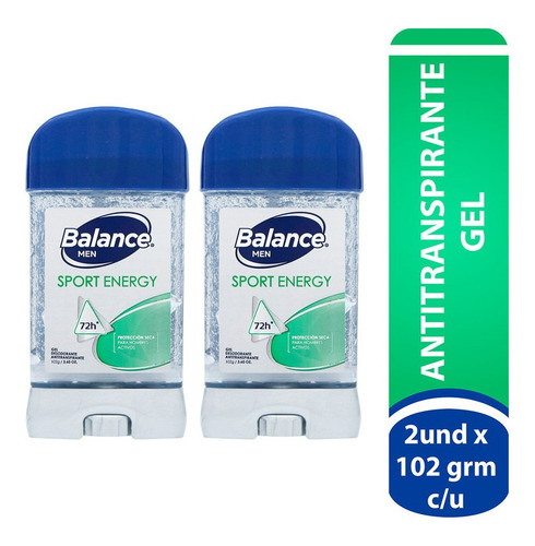 Imagen 1 de 4 de Desodorante Balance Gel Sport Energy Hombre 2 X 102gr