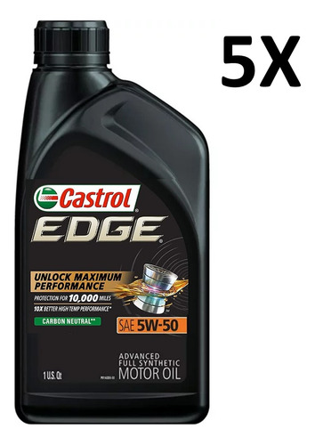 Aceite Sintetico Castrol Edge 5w-50  Caja Con 5 De 946 Ml.