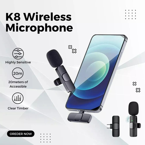 Microfono Inalambrico Corbatero Para Celular Omnidireccional Negro