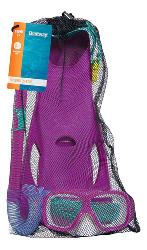 Snorkel Explora Essential Y Pata De Ranas Fucsia (1219)