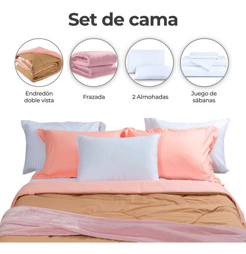 Set Spring Air Individual Edredón+sabana+almohada+frazada Color Rosa